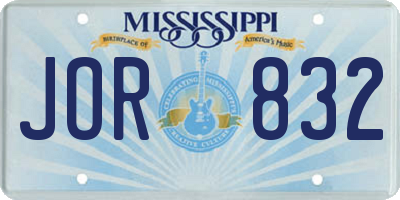 MS license plate JOR832