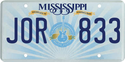 MS license plate JOR833