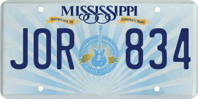 MS license plate JOR834