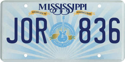 MS license plate JOR836