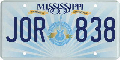 MS license plate JOR838