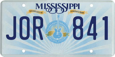 MS license plate JOR841