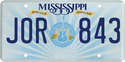 MS license plate JOR843