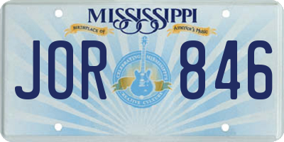 MS license plate JOR846