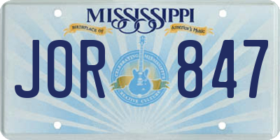 MS license plate JOR847