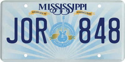MS license plate JOR848