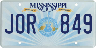 MS license plate JOR849