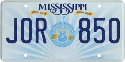 MS license plate JOR850