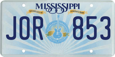 MS license plate JOR853