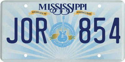 MS license plate JOR854