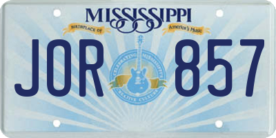MS license plate JOR857