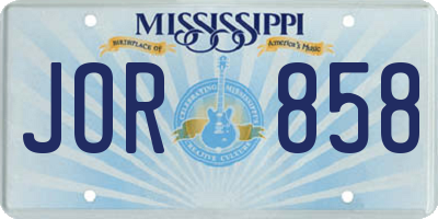 MS license plate JOR858