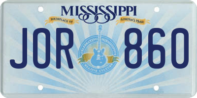 MS license plate JOR860