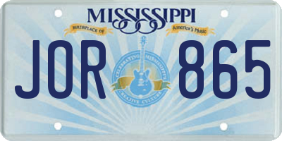 MS license plate JOR865