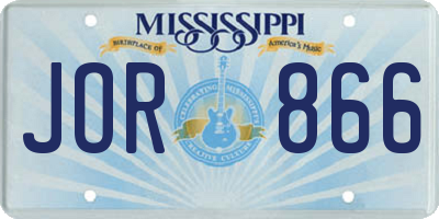 MS license plate JOR866