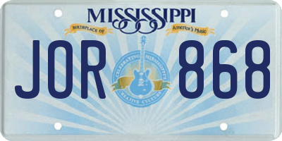 MS license plate JOR868