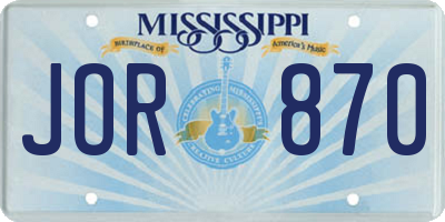 MS license plate JOR870