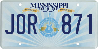 MS license plate JOR871
