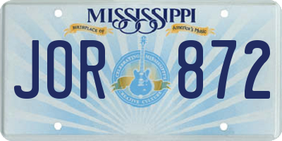 MS license plate JOR872