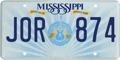 MS license plate JOR874