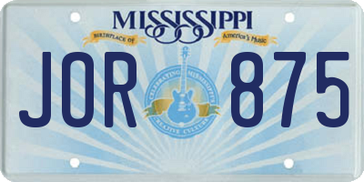 MS license plate JOR875