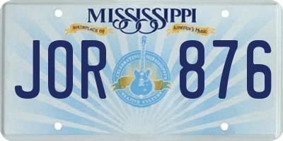 MS license plate JOR876