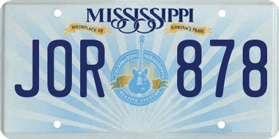 MS license plate JOR878