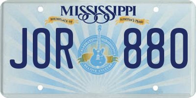 MS license plate JOR880