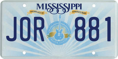 MS license plate JOR881