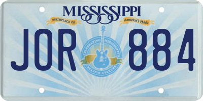 MS license plate JOR884