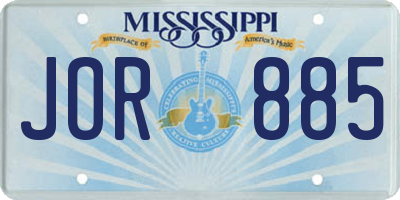 MS license plate JOR885