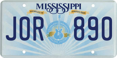 MS license plate JOR890