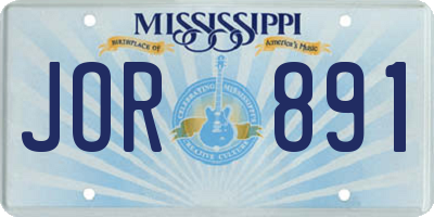 MS license plate JOR891