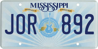 MS license plate JOR892
