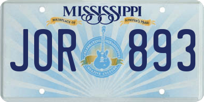 MS license plate JOR893