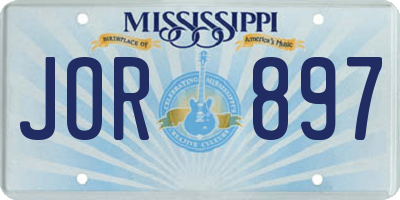 MS license plate JOR897