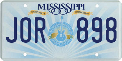 MS license plate JOR898