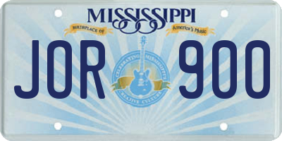 MS license plate JOR900