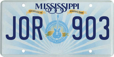 MS license plate JOR903