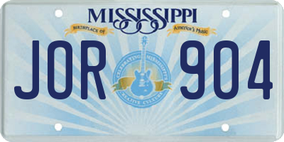 MS license plate JOR904
