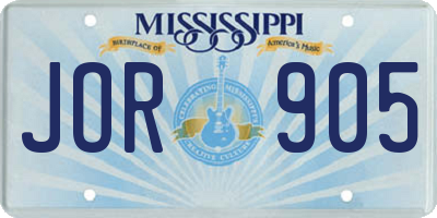 MS license plate JOR905