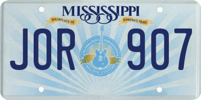 MS license plate JOR907