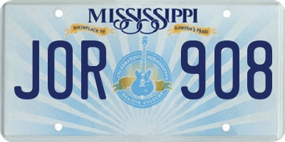 MS license plate JOR908