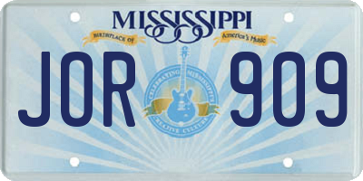 MS license plate JOR909