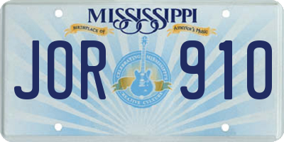 MS license plate JOR910