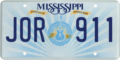 MS license plate JOR911