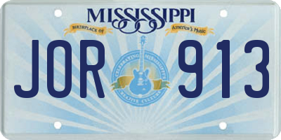 MS license plate JOR913