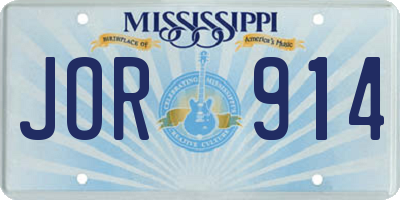 MS license plate JOR914