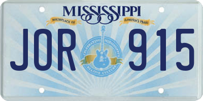 MS license plate JOR915