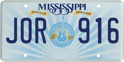MS license plate JOR916